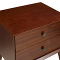 Mid Century Modern Double Drawer Solid Wood Nightstand Walnut Walnut Pine