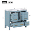 36'' Bathroom Vanity With Resin Sink Combo, Solid Wood Frame Bathroom Storage Cabinet, Freestanding Vanity Set With 5 Drawers& Soft Closing Doors Same As N710S136002M Blue Bathroom Solid Wood Mdf Resin