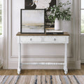 Antique White 2 Drawer Console Table White Primary Living Space Rubberwood Drawers Rectangular Wood
