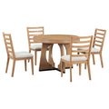 5 Piece Retro Rustic Functional Dining Set Unique Geometric Design, 1 Extendable Table With A 16 Inch Leaf And 4 Upholstered Chairs Ideal For Dining Room And Kitchen Natural Natural Solid Wood Mdf