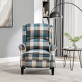Vintage Armchair Sofa Comfortable Upholstered Leisure Chair Recliner Chair For Living Room Blue Check Blue Fabric 1 Seat