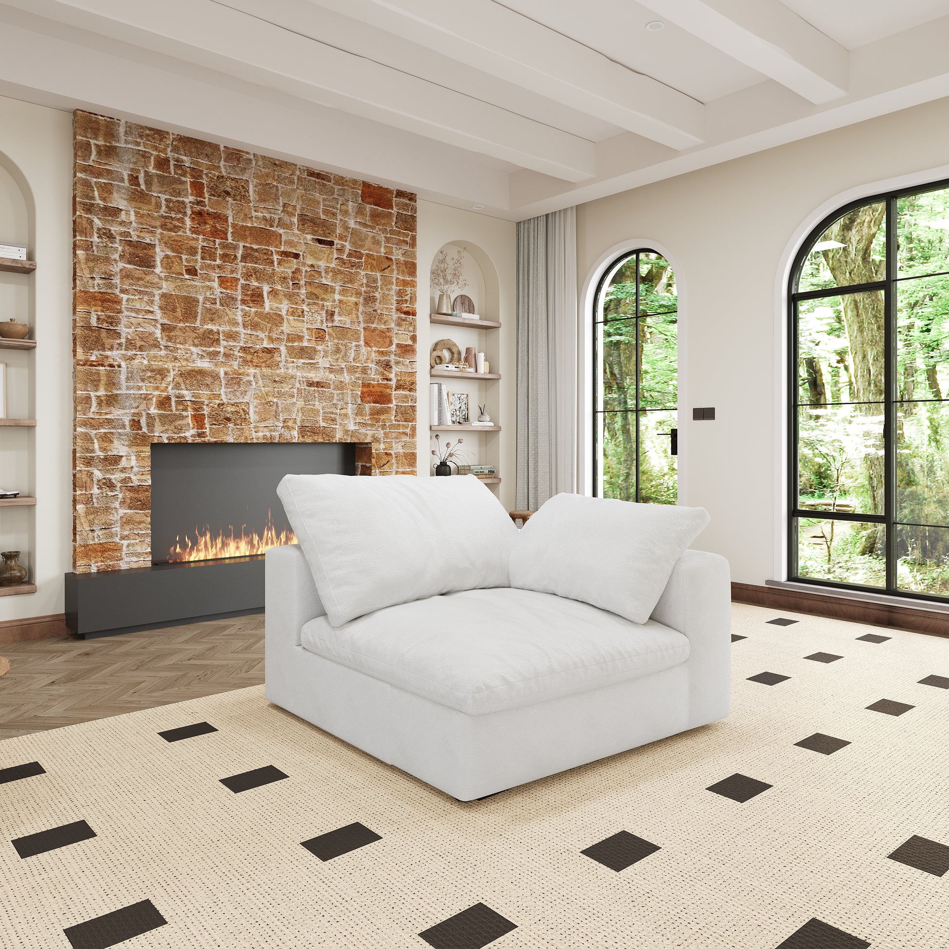 Oversized 160" Cloud Modular Sectional Sofa With Storage Ottomans, V Shaped Minimalist Sofa Couch, 6Seaters Convertible Couch Deep Seat Couches For Living Room 6Seaters White Down Filling,Fabric,Foam 6 Seat