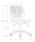 Office Chair, Adjustable Height, Swivel, Ergonomic, Computer Desk, Work, Juvenile, White Mesh, Black Metal, Contemporary, Modern White Foam Polyester