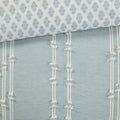 3 Piece Cotton Jacquard Duvet Cover Set Queen Blue Cotton