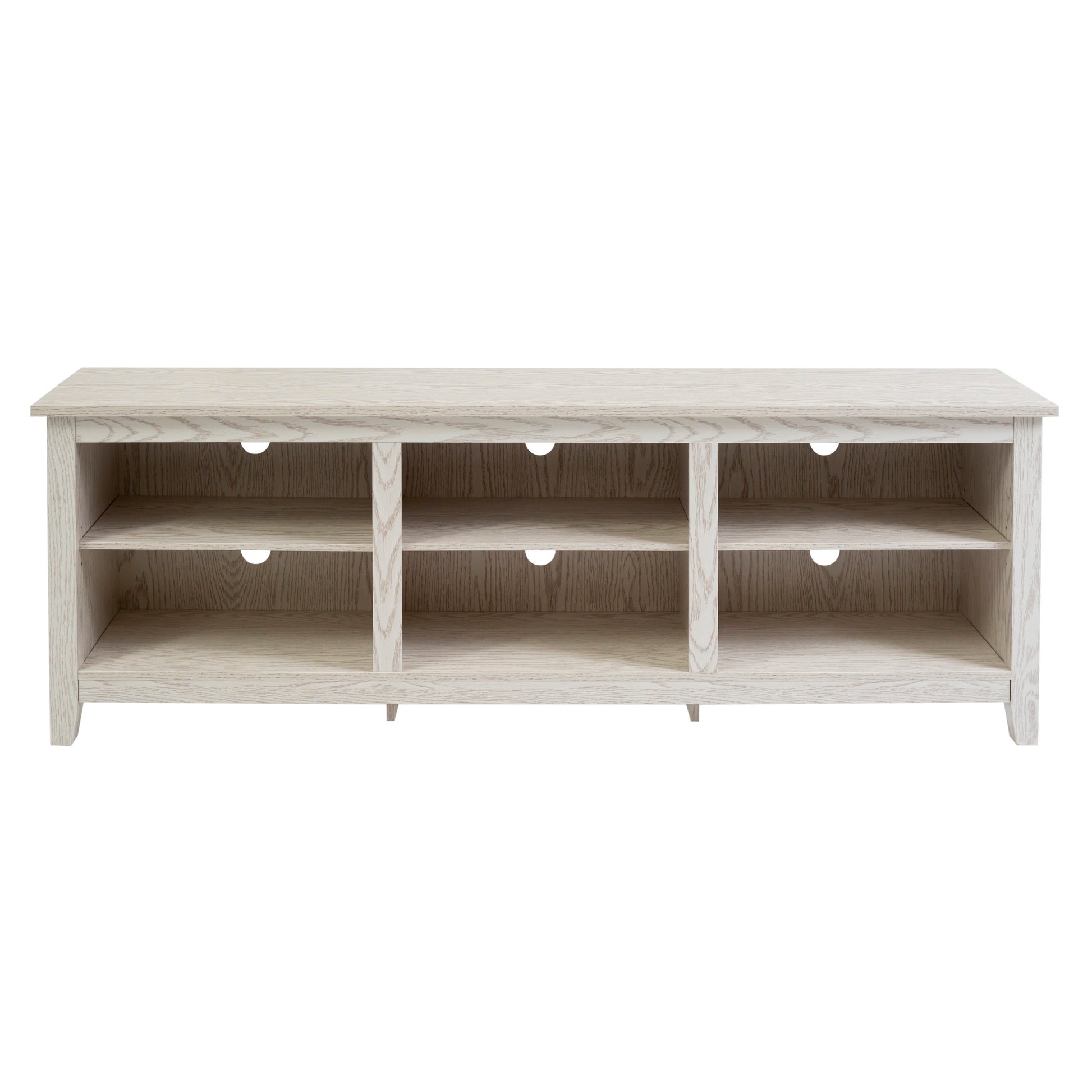 Modern Transitional 3 Shelf Open Storage 70" Tv Stand For 80" Tvs White Wash White Washed Mdf