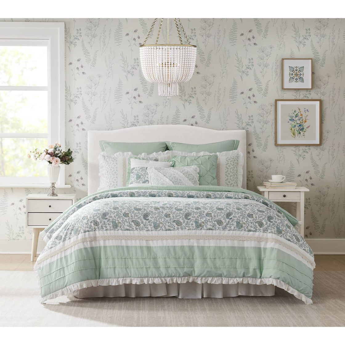 9 Piece Cotton Percale Comforter Set Aqua Cal King California King Aqua Polyester