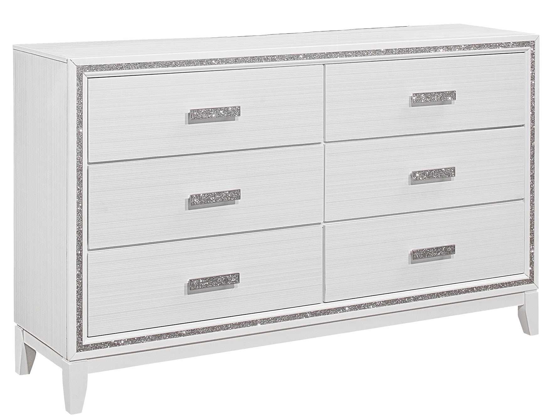 Almera Glitter White Dresser White Rubber Wood