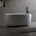 47'' Independent Solid Surface Resin Stone Bathtub, A Modern Designed Independent Bathtub With Pop Up Drainage And Overflowsuitable For Small Households Matte White Oval Bathroom Freestanding Tubs Matte Less Than 59 In Soaking Center Solid Surface