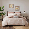 Cotton Jacquard Comforter Set Blush King Cal King King Blush Cotton