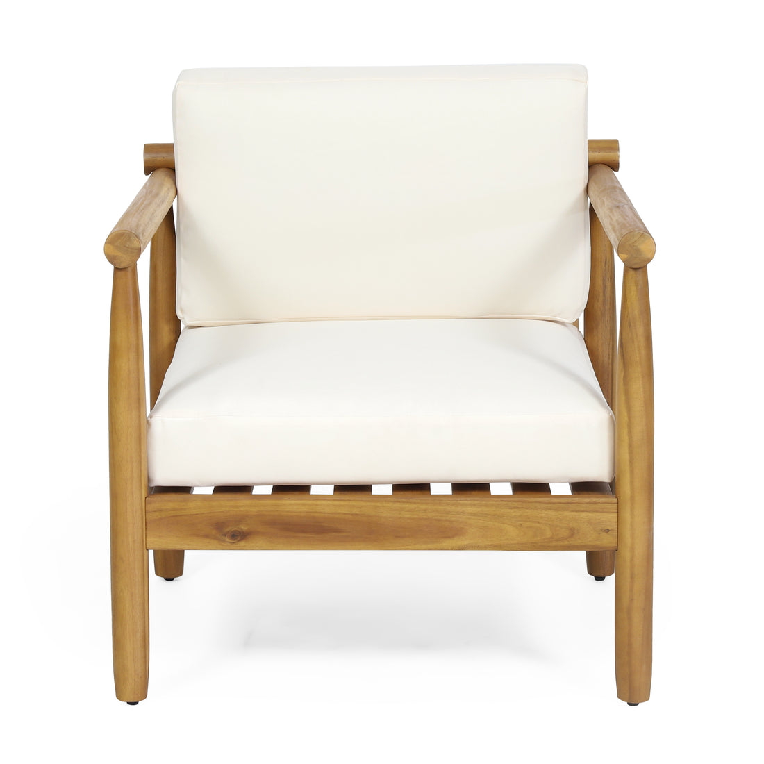 Bonsallo Club Chair Cream Brown Acacia Wood