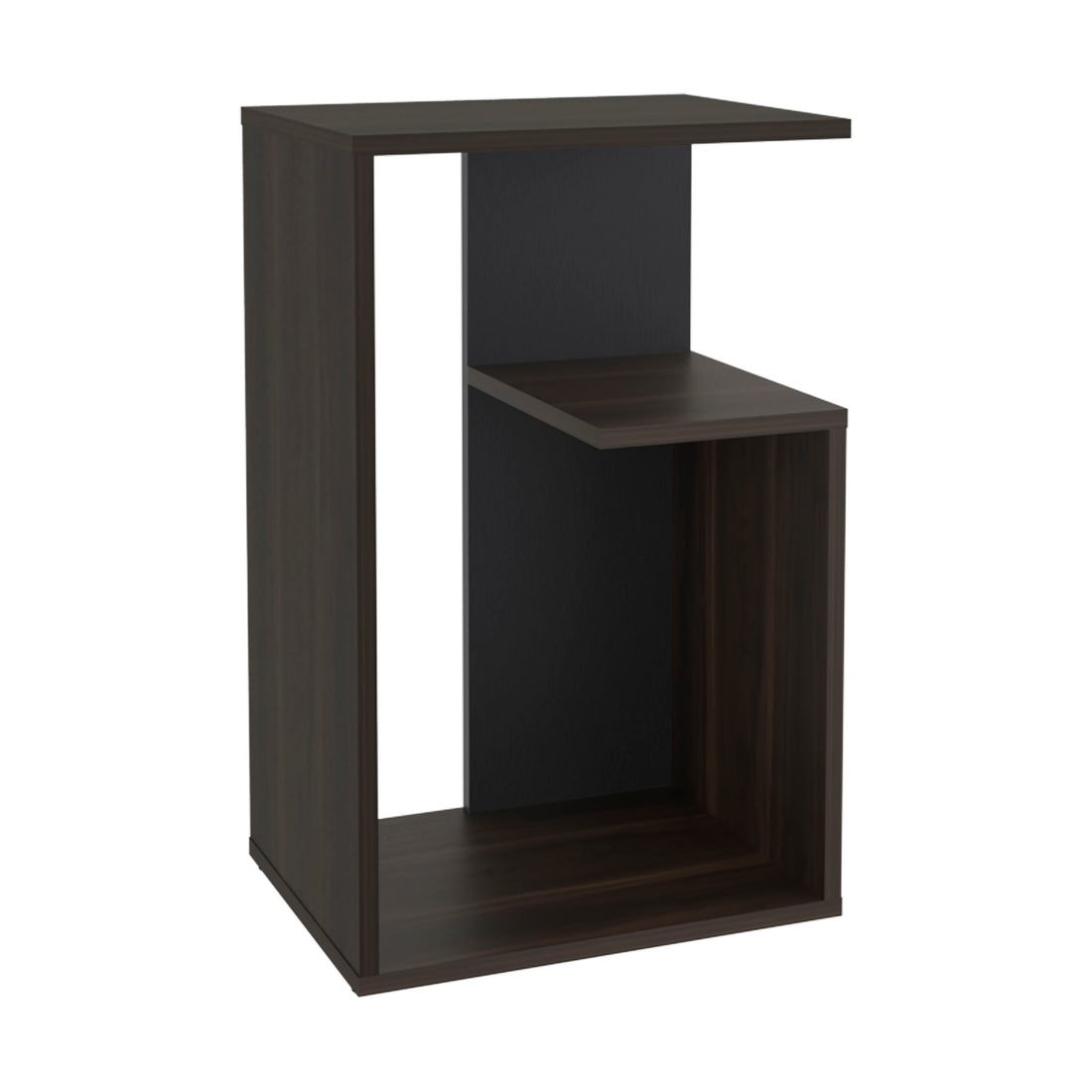 Everet 25" High 3 Tier Open Shelves Night Stand Dark Oak Bedroom Open Storage Modern Shelf Particle Board