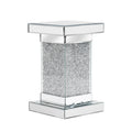 11.8'' Silver Square Mirrored End Table With Led Lights, Modern Side Table With Crushed Diamond For Living Room, No Assembly Required Silver Mirrored Finish Luxury,Modern Square Mdf Glass