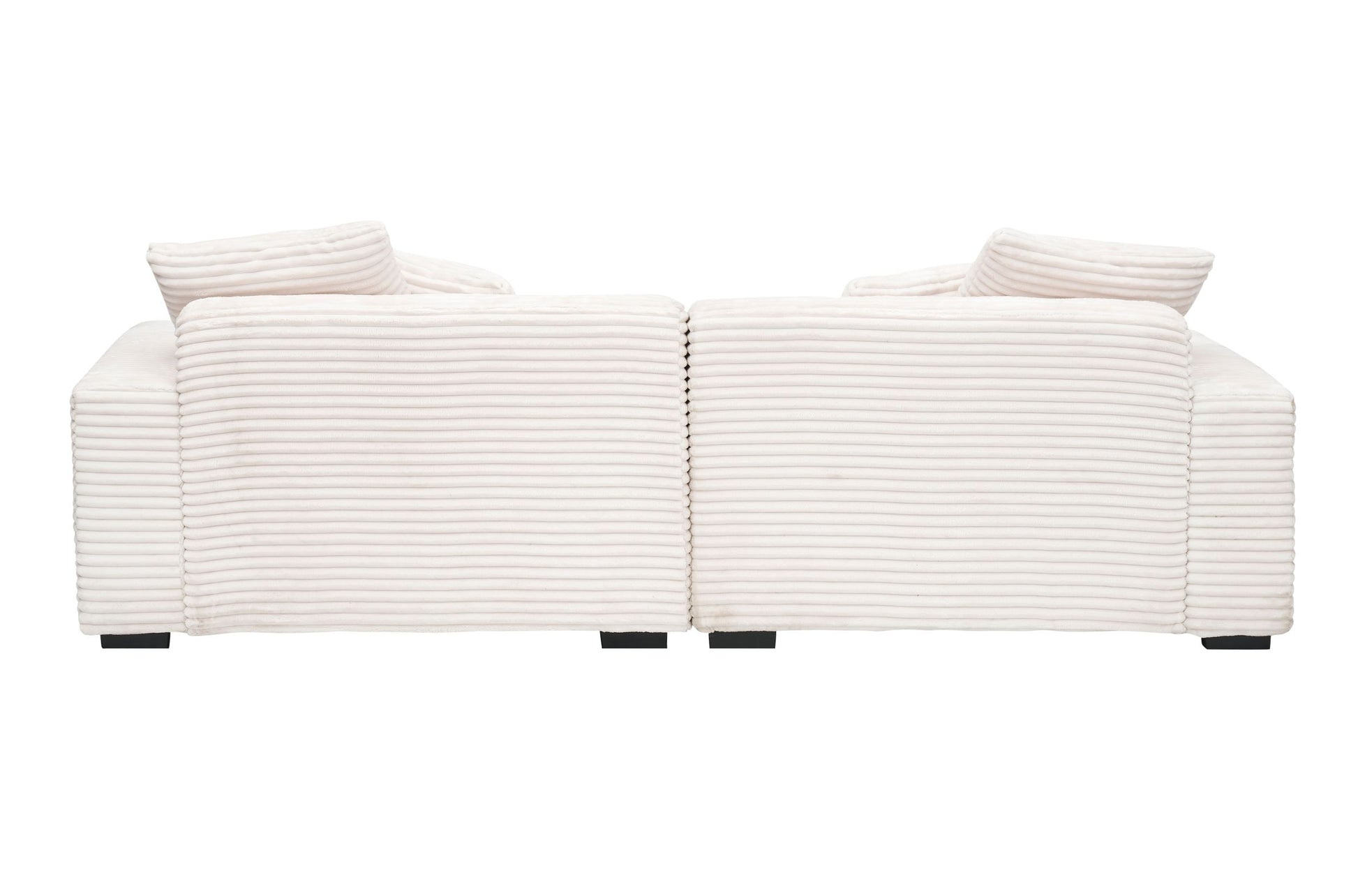 104.72 Inch 4 Seat Large Sofa With 4 Throw Pillows, Living Room Sofa Beige Corduroy Fabric Beige Corduroy 3 Seat