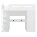 Twin Size Loft Bed With Desk, Wardrobes, 4 Drawers And 4 Shelves White Twin White Solid Wood