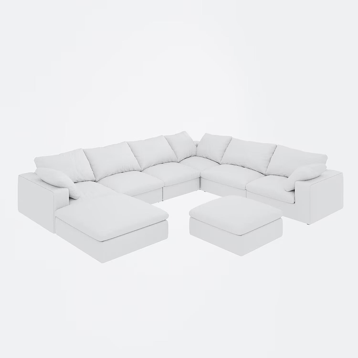 Large Size Modular Cloud Sofa 8 Seater Down Sofa Bed Apartment Living Room Sofa 8Seater White Down Filling 8 Seat