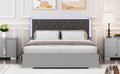 Queen Size Upholstered Bed With Led Lights,Modern Platform Bed With Velvet Headboard,Grey Queen Grey Mdf