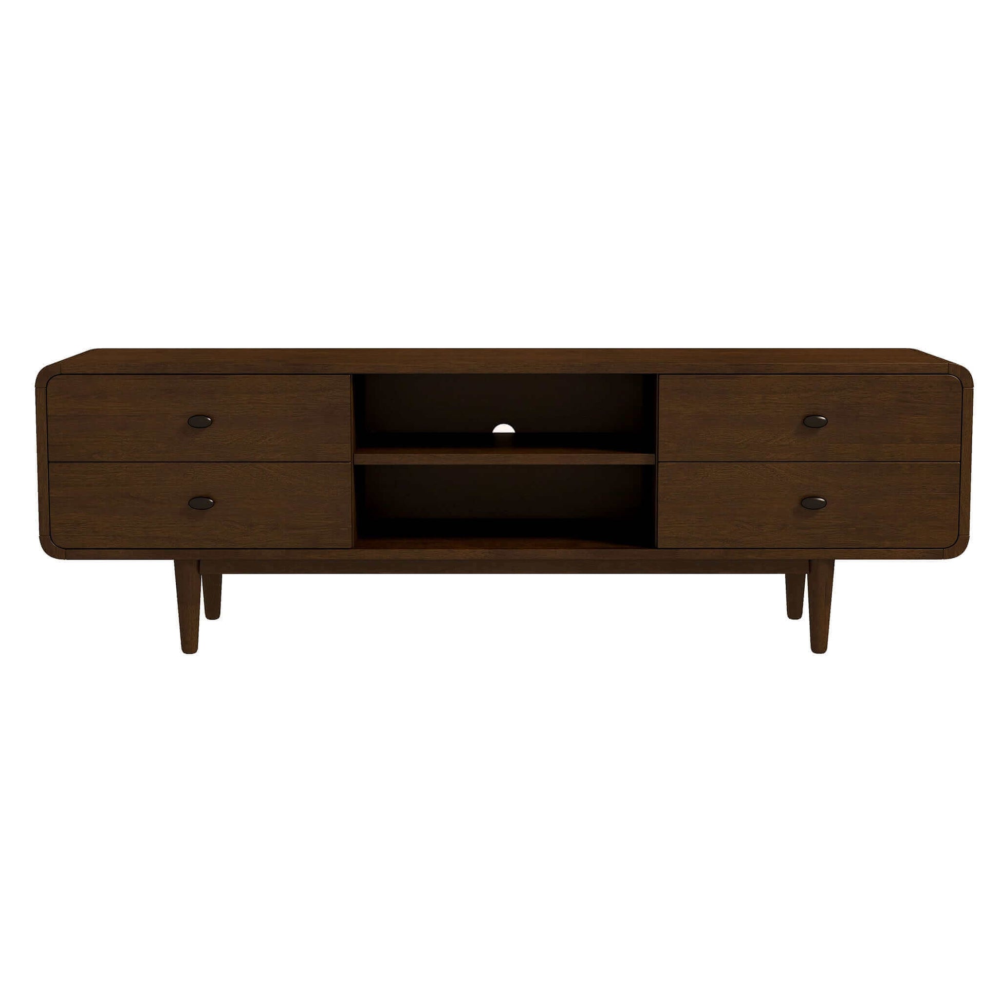 Alexa Mid Century Modern Style Tv Stand Dark Brown,Wood Brown Primary Living Space 70 79 Inches Solid Wood