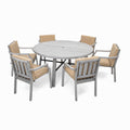 Outdoor Dinning Set 6 Person Outdoor Wooden Dinning yes-grey-weather resistant frame-water resistant