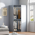 Polygon Corner Wardrobe, Gray Gray Particle Board