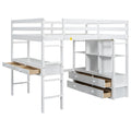 Full Size Loft Bed With Built In Desk With Two Drawers, And Storage Shelves And Drawers,White Old Sku:Gx000320Aak 1 Box Spring Not Required Full White Wood Bedroom Pine