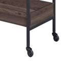 Walnut And Black Serving Cart With 2 Shelves -