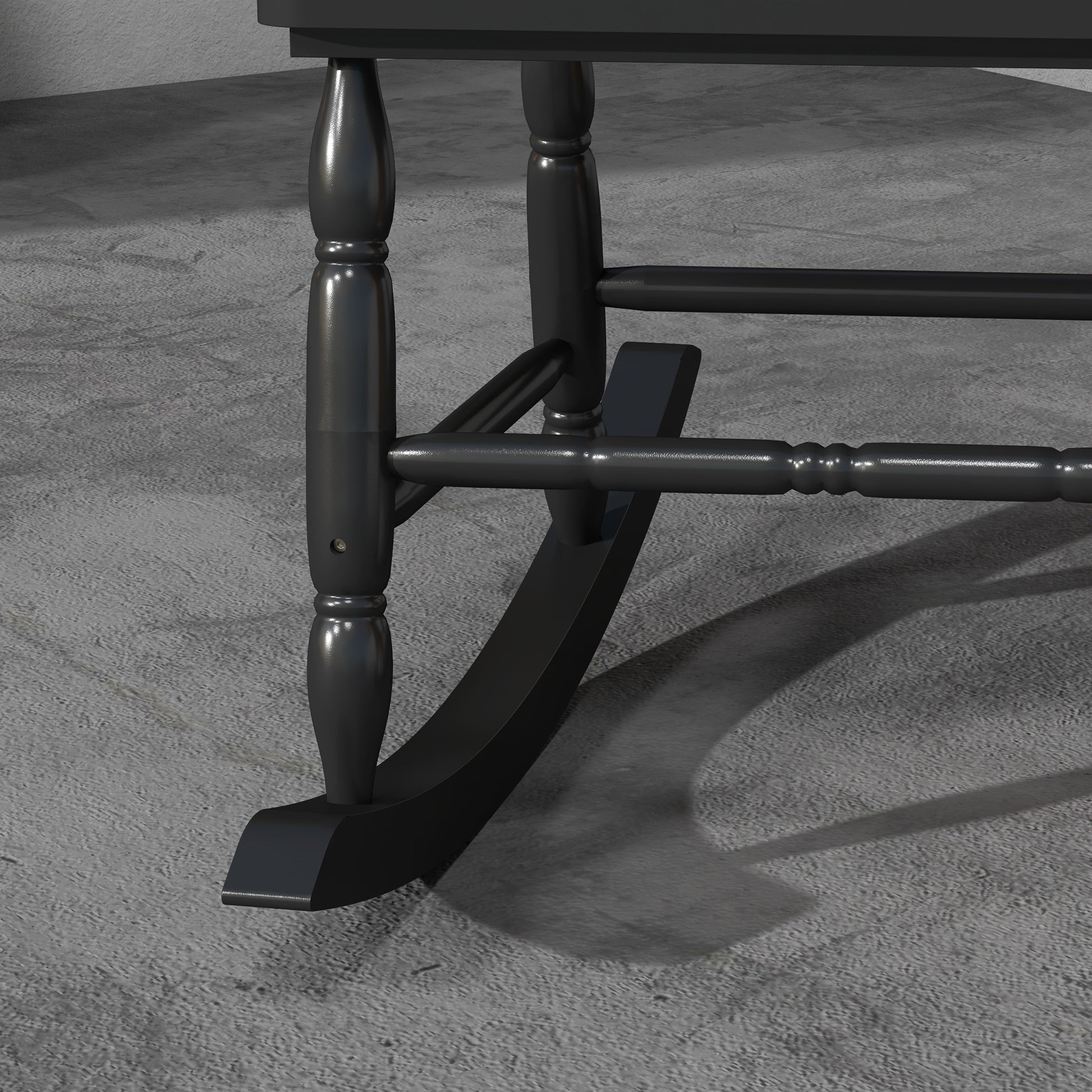 Outsunny Outdoor Wood Rocking Chair, 350 Lbs. Porch Rocker With High Back For Garden, Patio, Balcony, Black Black Wood