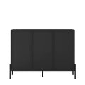 Buffets & Sideboards, Fluted Sideboard Cabinet, 2 Door 3 Drawer Design, With Led Lights,Acceent Black Sideboard Elegant Cabinet Ideal For Dining Room And Kitchen Storage,Black Black Mdf