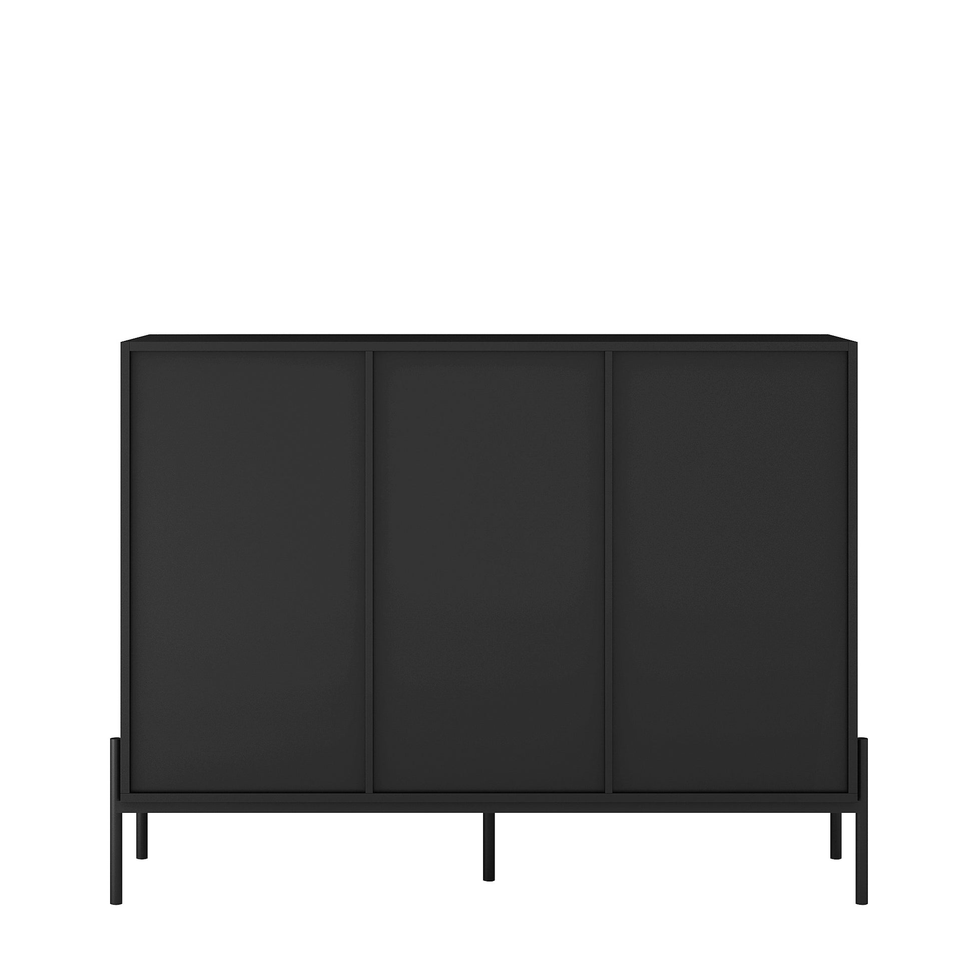 Buffets & Sideboards, Fluted Sideboard Cabinet, 2 Door 3 Drawer Design, With Led Lights,Acceent Black Sideboard Elegant Cabinet Ideal For Dining Room And Kitchen Storage,Black Black Mdf