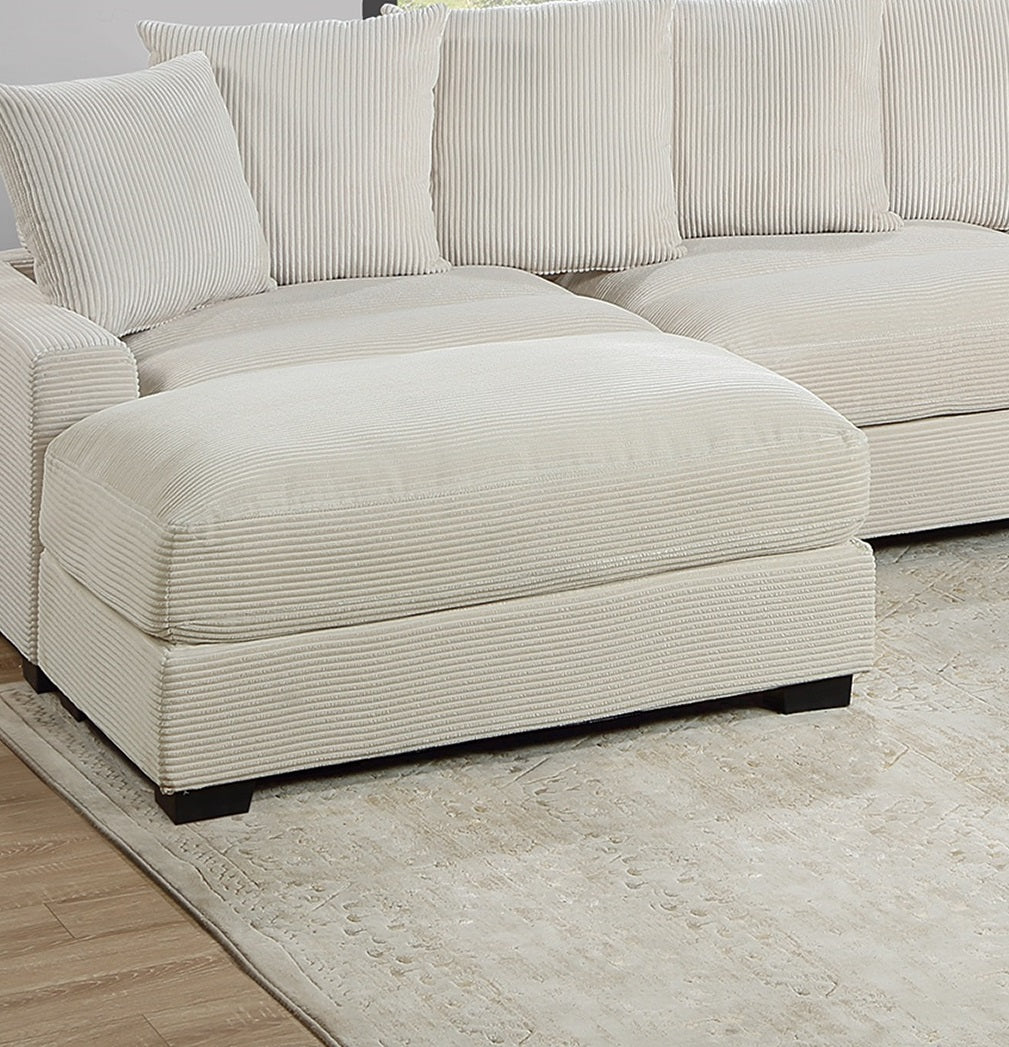 Living Room Furniture 1Pc Ottoman Beige Color Corduroy Soft Cushion Cocktail Ottoman Wood Legs Beige Primary Living Space Beige Contemporary,Modern Rectangle Corduroy