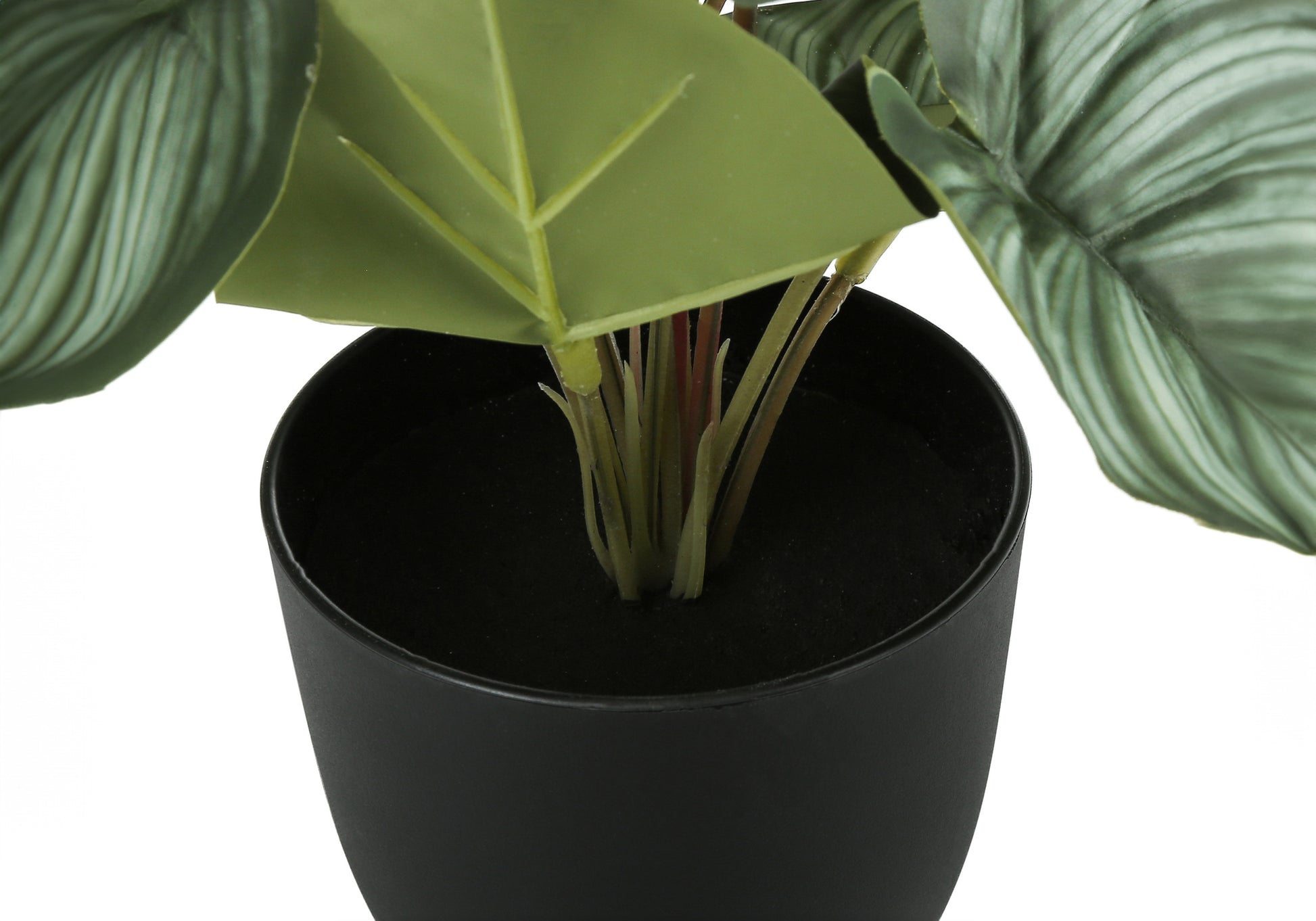 Artificial Plant, 13" Tall, Epipremnum, Indoor, Faux, Fake, Table, Greenery, Potted, Set Of 2, Decorative, Green Leaves, Black Pots Green Foam Plastic