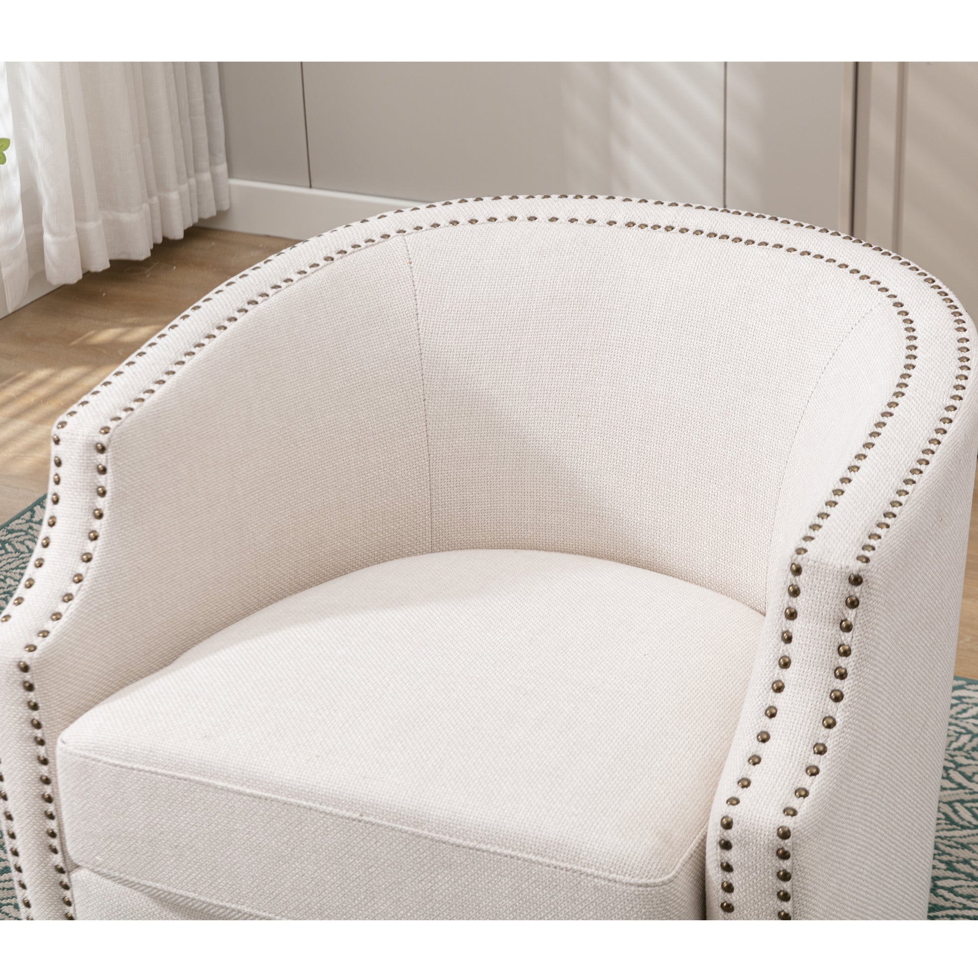 Coolmore Swivel Chair Living Room Chair Beige Foam Linen