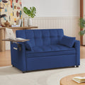 Blue Velvet Loveseat Sofa Bed Blue Wood Tufted Back Square Arms Foam Velvet 2 Seat