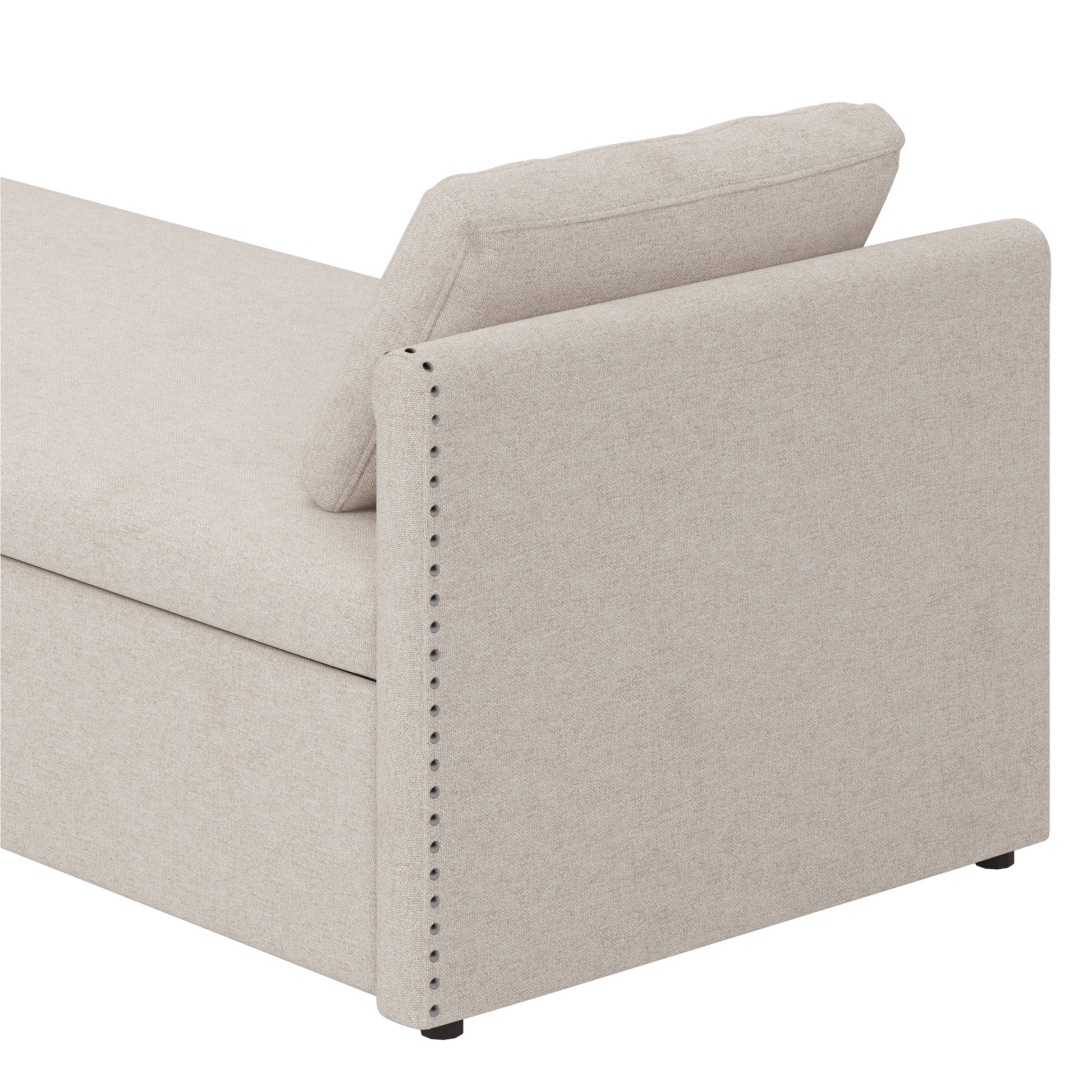Modern Upholstered Chaise Lounger Daybed Small Single Daybed With 2 Drawers, No Mattress Needed, Perfect For Living Rooms & Home Office, Linen Fabric, Beige Beige Linen