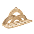 Rattan Wall Decor Tray With Semicircular Accents, Brown Brown Rattan