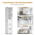 Bathroom Tall Storage Cabinet, Slim Free Standing Cabinet With 3 Drawers And 2 Shelves,Floor Cabinet For Small Space, 11.8