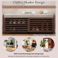 Distressed Shutter Storage Bench With Acacia Veneer For Retro Charm For Living Room, Entryway Espresso Espresso Mdf