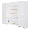 Queen Size Murphy Bed Wall Bed With Closet ,Drawers And Shelves,White Queen White Mdf Lvl