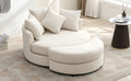 Orisfur. 360 Swivel Accent Barrel Chair With Storage Ottoman & 4 Pillows, Modern Chenille Leisure Chair Round Accent For Living Room, Cream Cream Foam Chenille