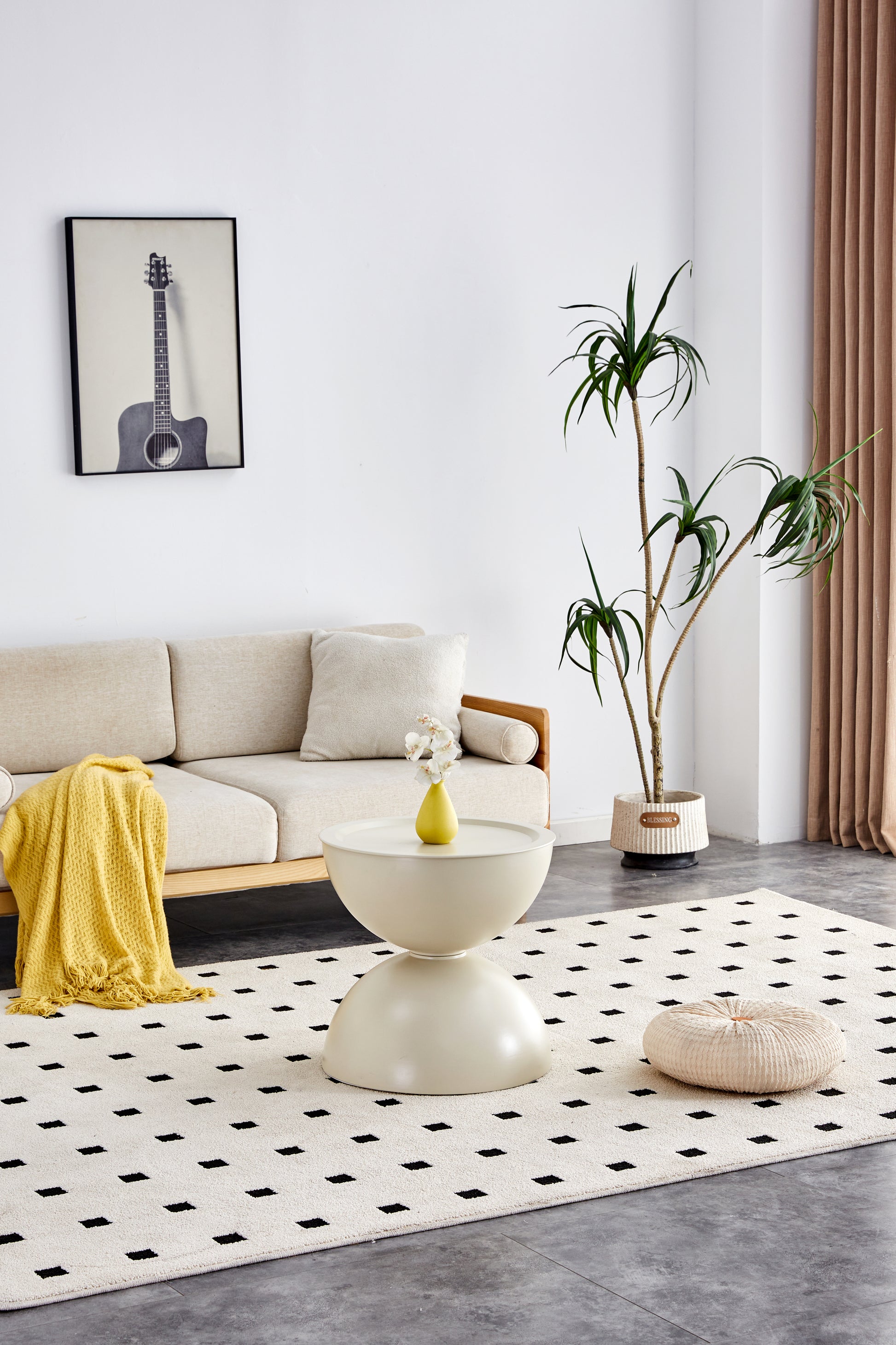 Milk White Coffee Round Tables With Storge Movable Table Top Multifunctional End Side Table Milk White Primary Living Space Casual,Cute,Modern Freestanding Round Coffee & End Tables Round Metal