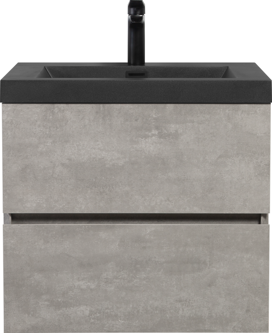 24" Floating Bathroom Vanity With Sink, Modern Wall Mounted Bathroom Storage Vanity Cabinet With Black Quartz Sand Top Basin And Soft Close Drawers, 24V12 24Gr Grey Grey Bathroom Melamine