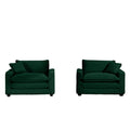 Luxurious And Sophisticated Deep Seated Sofa Set With Two Single Chairs In Green Corduroy Fabric, Suitable For Bedroom And Office Green Corduroy 2 Seat