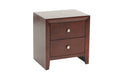 Brown Cherry 1Pc Nightstand Nickel Round Knob Transitional Style 2 Drawers Nightstand Bedside Table Rubberwood Brown Brown 2 Drawers Bedside Cabinet Bedroom Contemporary,Modern,Transitional
