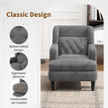 Upholstered Accent Chair Tufted Armchair For Living Room And Bedroom, Dark Grey Dark Grey Birch Foam Teddy