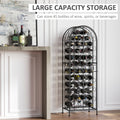 Homcom 45 Bottle Wrought Iron Wine Rack Jail With Lock Black Black Iron