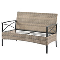 Patio Furniture, Outdoor Furniture, Seasonal Pe Wicker Furniture, Four Set Wicker Furniture With Black Metal Table Yes Brown Seats 4 Pe Rattan Iron Waterproof Fabric