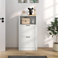 Homcom Shoe Storage Cabinet With Open Compartment And 2 Flip Drawers White Mdf