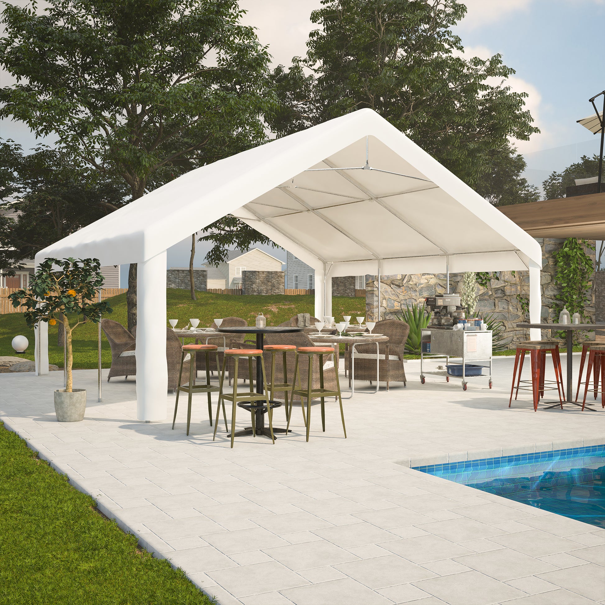 gazebo party tent 20X20Ft Party Tent Heavy Duty, Large Wedding Event Shelters With 2 Storage Bags & Removable Sidewalls, Outdoor Canopy Gazebo Commercial Tents For