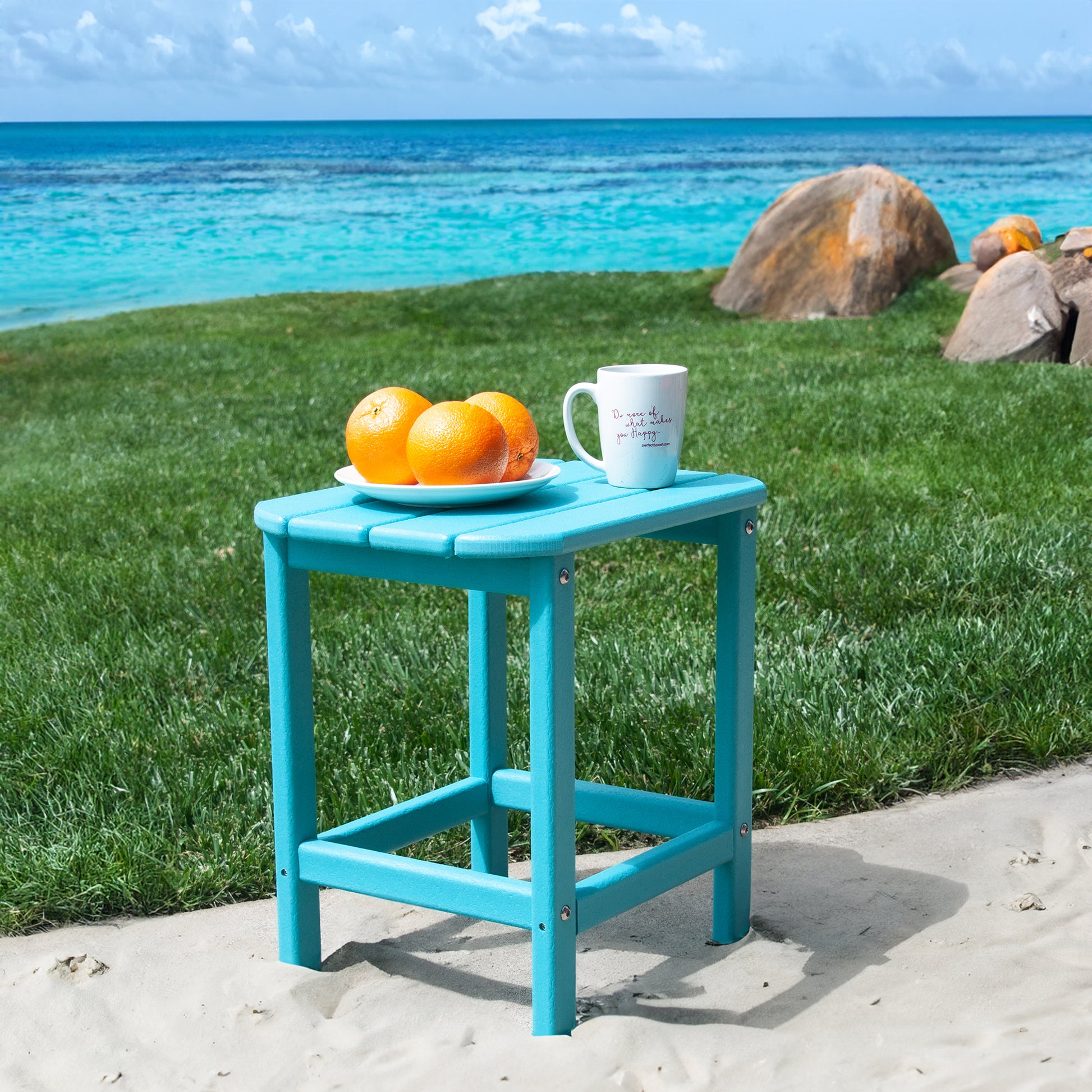 HDPE Compact Side Table, Perfect for Indoor Outdoor aqua blue-hdpe