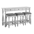 Mariano Gray Sofa Table With Three Stools Gray Drawers Solid Wood