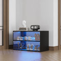 Black Glass Door Shoe Box Shoe Storage Cabinet With Rgb Led Light Black Mdf